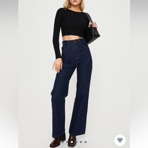 Princess Polly Zephee Wide Leg Jeans Dark Wash, Size 4